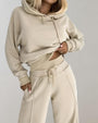 Damen Jogginganzug Kapuzenpullover und Jogginghose Set-Beige-S-Luzern Mode