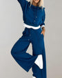 Damen Jogginganzug Kapuzenpullover und Jogginghose Set-Blau-S-Luzern Mode