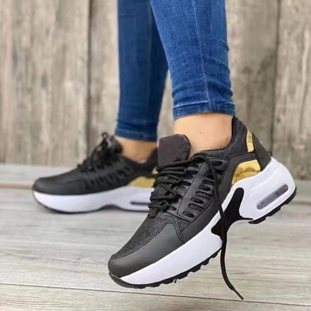 Damen Sneaker mit Luftpolsterung für Komfort und Stil-Schwarz-36-Luzern Mode