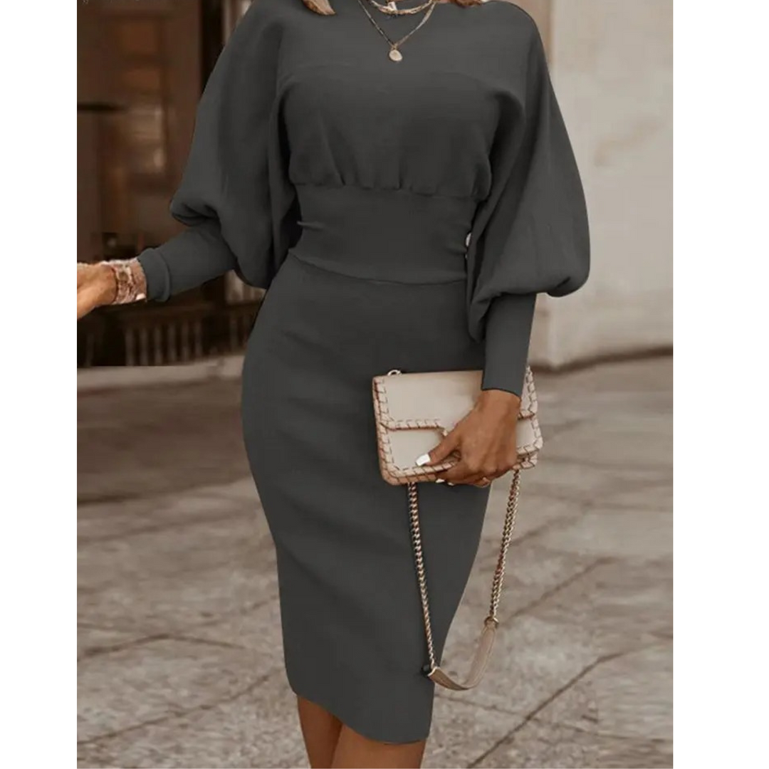 Elegantes Damen Cocktailkleid mit Ketten-Accessoire-Grau-S-Luzern Mode