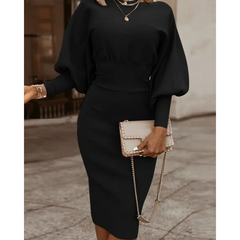 Elegantes Damen Cocktailkleid mit Ketten-Accessoire-Schwarz-S-Luzern Mode