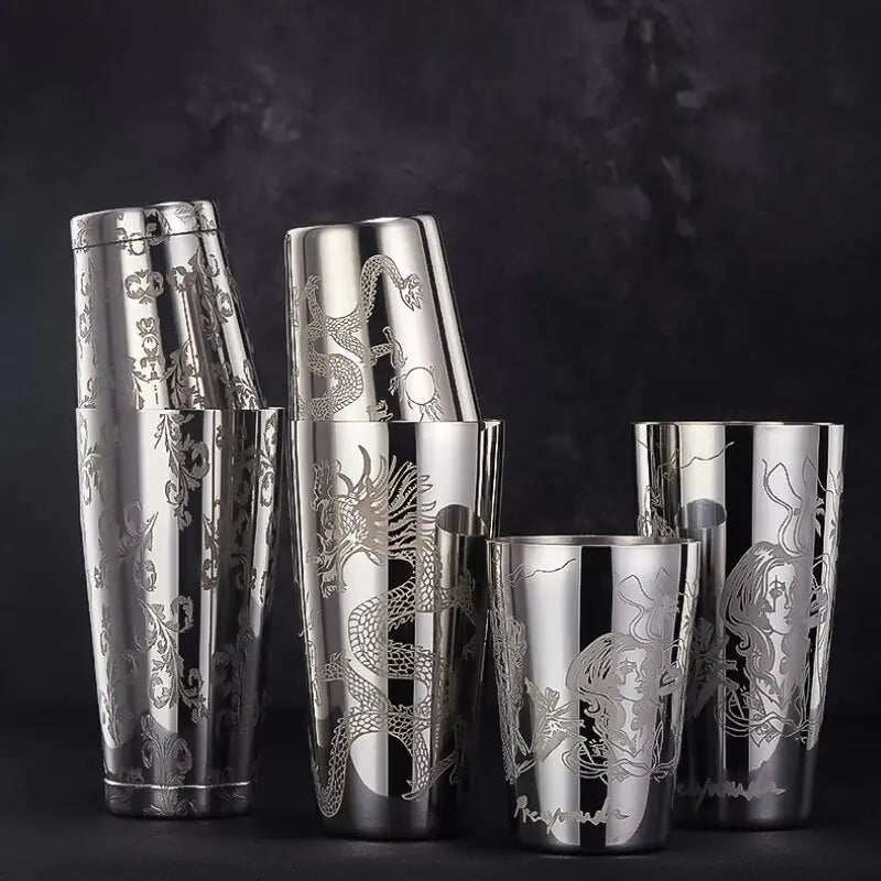 Cocktailshaker | Graviert | Robust | Griff | Professionell | Edelstahl-Luzern Mode