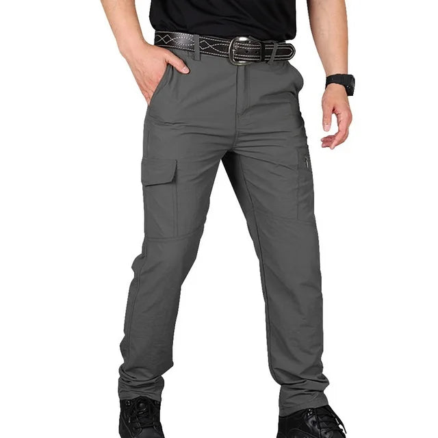 Wasserdichte Herren Cargo Hose mit Seitentaschen Outdoor-Dunkelgrau-S-Luzern Mode