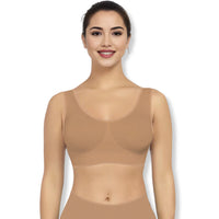 Bügelose BH | Nahtlos | Unsichtbar | Unifarben | Herausnehmbare Cups-Beige-S-Luzern Mode