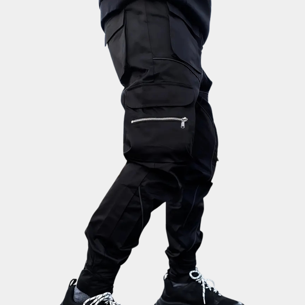 Herren Funktionsjacke mit verstellbaren Klettverschlüssen-Schwarz-XS-Luzern Mode
