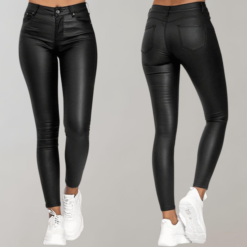 Damen Stretch-Lederhose - Bequeme und Elegante Passform-Schwarz-S-Luzern Mode