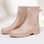 Damen Stiefeletten mit Strickdetail - Bequeme Herbstschuhe-Beige-36-Luzern Mode