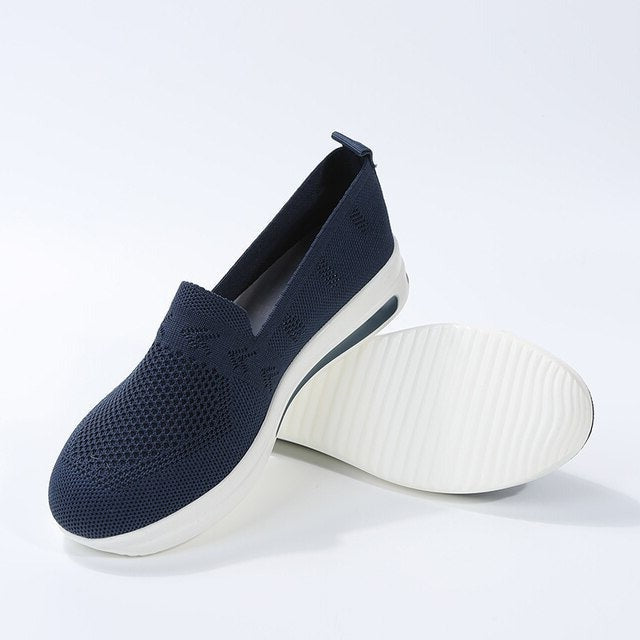 Damen Sneaker Plattform Schuhe - Bequeme Designer Sneaker-Marineblau-35-Luzern Mode