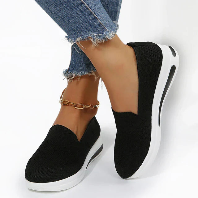 Damen Sneaker Plattform Schuhe - Bequeme Designer Sneaker-Schwarz-35-Luzern Mode