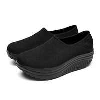 Damen Plattform Sneaker - Bequeme Slip-On Loafers-Schwarz-35-Luzern Mode