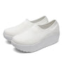 Damen Plattform Sneaker - Bequeme Slip-On Loafers-Weiß-35-Luzern Mode