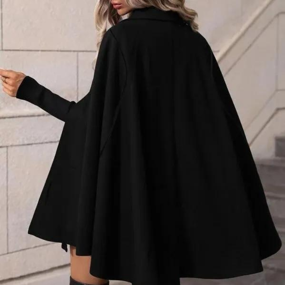 Damen Cape Mantel mit Knöpfen - Eleganter Herbstlook-Luzern Mode