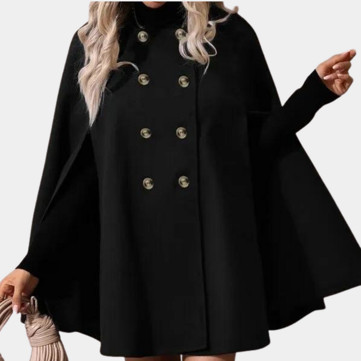 Damen Cape Mantel mit Knöpfen - Eleganter Herbstlook-XS-Luzern Mode