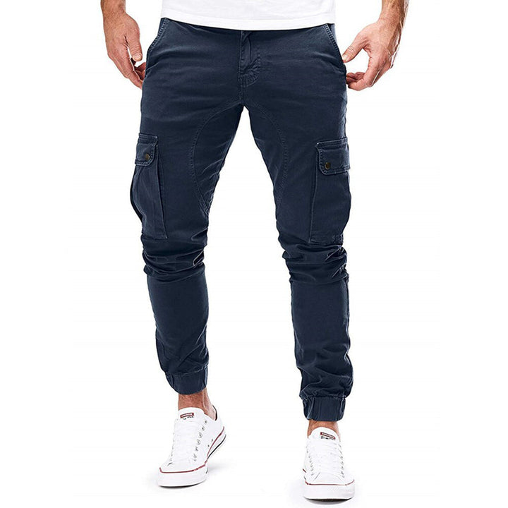 Herren Cargohose mit Taschen - Bequeme Freizeithose-Dunkelblau-S-Luzern Mode