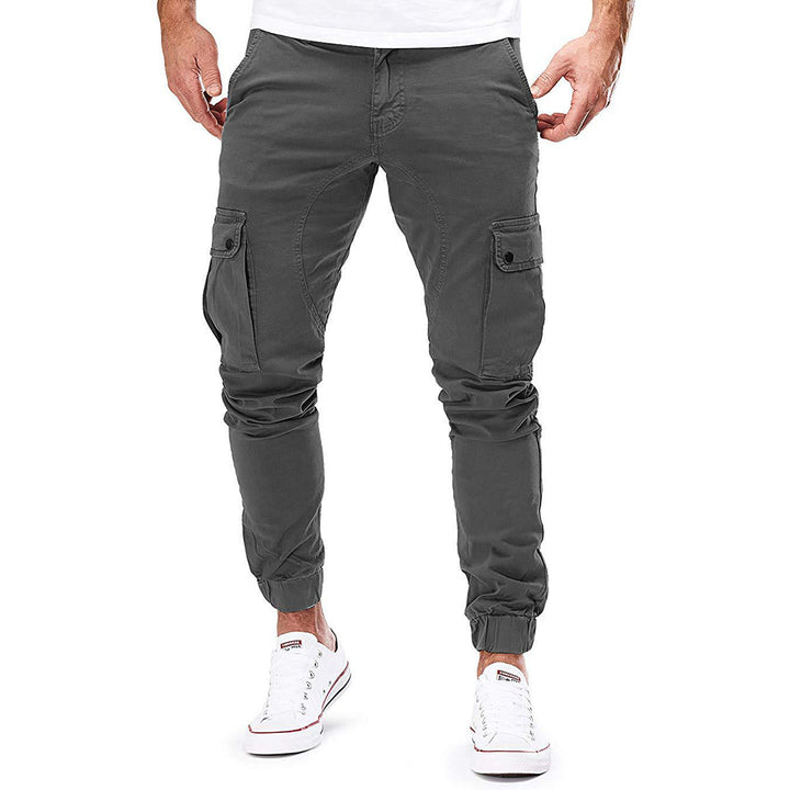 Herren Cargohose mit Taschen - Bequeme Freizeithose-Dunkelgrau-S-Luzern Mode