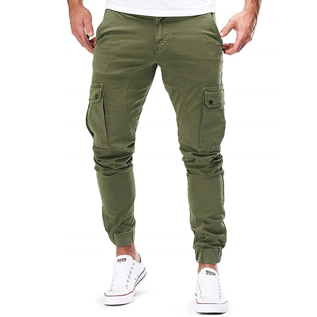 Herren Cargohose mit Taschen - Bequeme Freizeithose-Grün-S-Luzern Mode