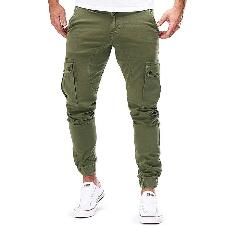Herren Cargohose mit Taschen - Bequeme Freizeithose-Grün-S-Luzern Mode
