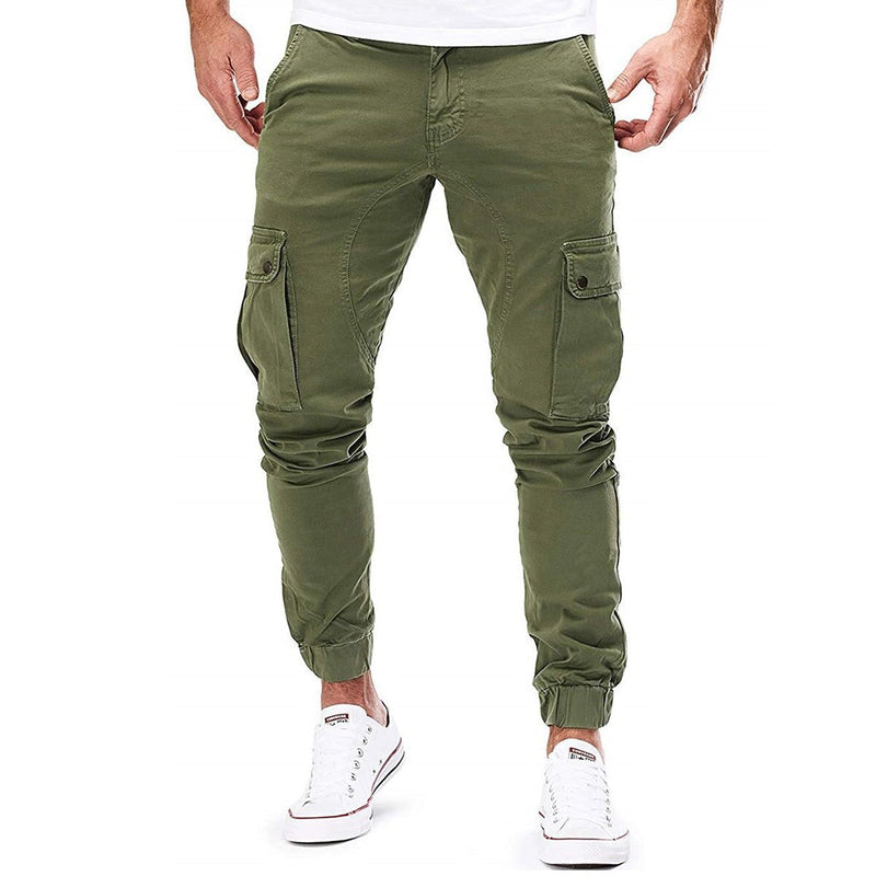 Herren Cargohose mit Taschen - Bequeme Freizeithose-Grün-S-Luzern Mode