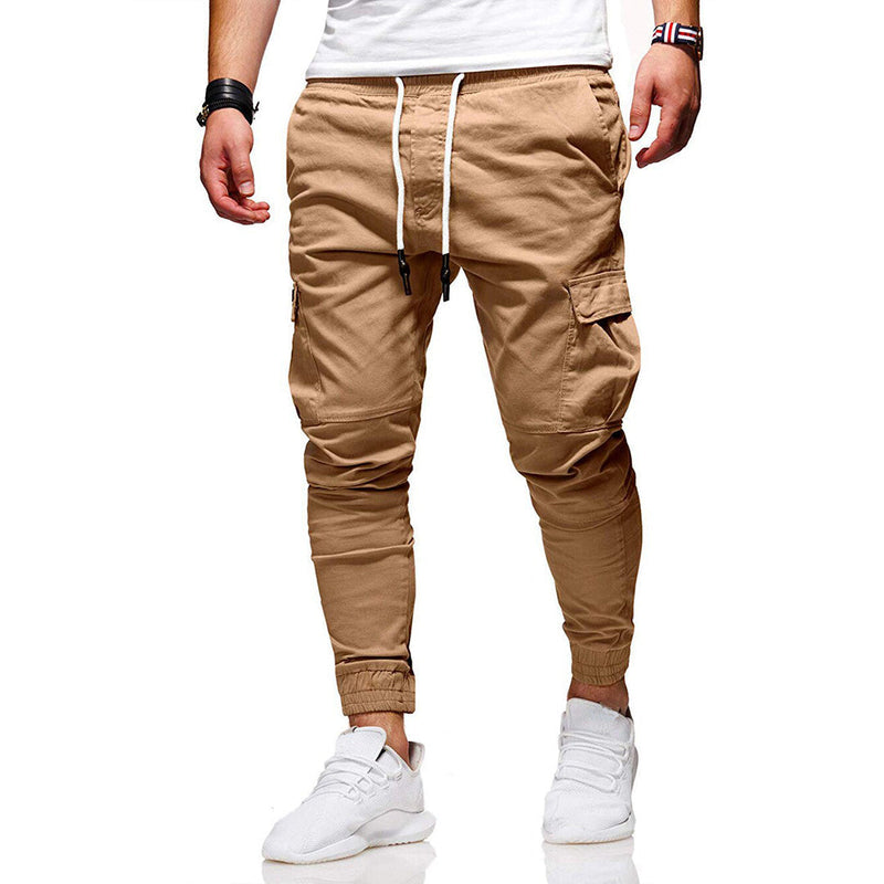 Herren Cargohose mit Taschen - Bequeme Freizeithose-Khaki-S-Luzern Mode