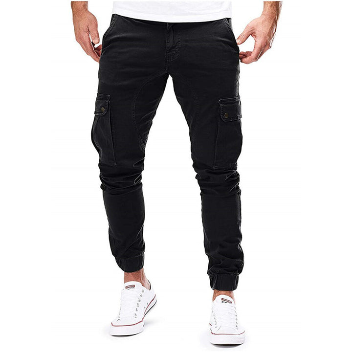 Herren Cargohose mit Taschen - Bequeme Freizeithose-Schwarz-S-Luzern Mode