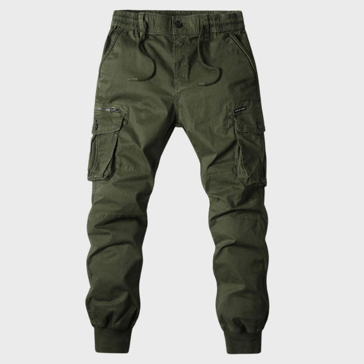 Herren Cargo Hose mit Taschen - Bequeme Freizeithose-Grün-29-Luzern Mode