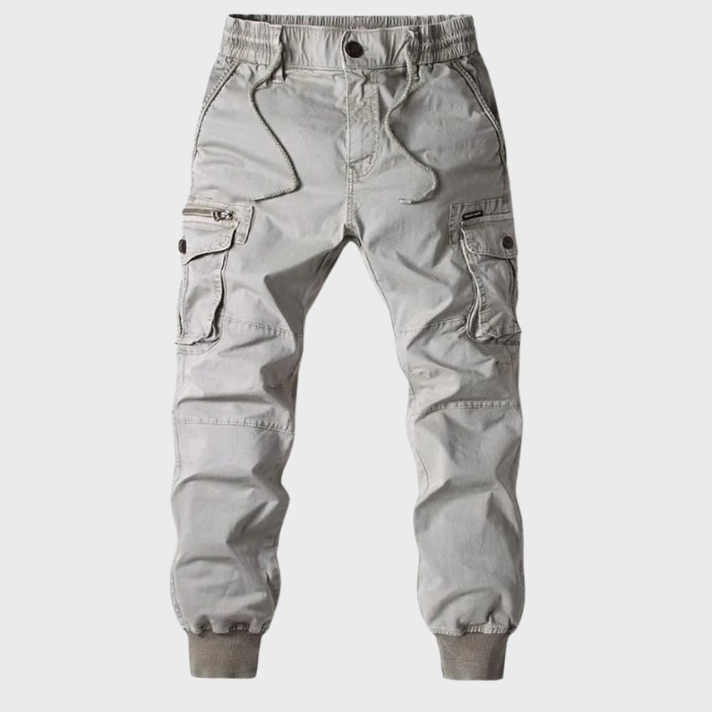 Herren Cargo Hose mit Taschen - Bequeme Freizeithose-Hellgrau-29-Luzern Mode