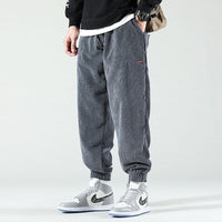 Herren Cordhose Cargo-Style mit Taschen und Kordelzug-XS-Grau-Luzern Mode