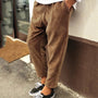 Herren Cordhose | Regular Fit | Einfarbig | Knopfverschluss | Reißverschluss-Braun-XS-Luzern Mode