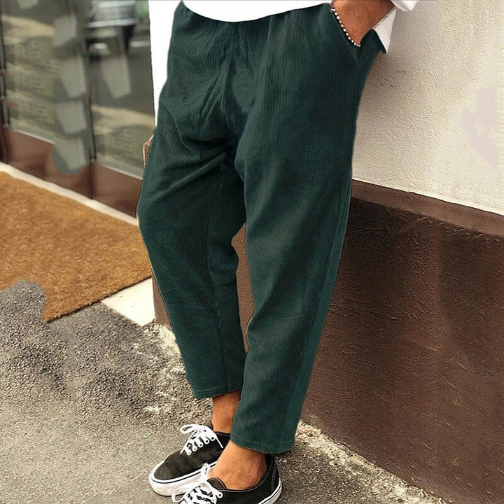 Herren Cordhose | Regular Fit | Einfarbig | Knopfverschluss | Reißverschluss-Grün-XS-Luzern Mode