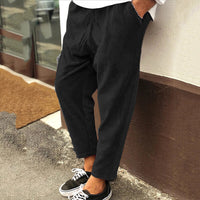 Herren Cordhose | Regular Fit | Einfarbig | Knopfverschluss | Reißverschluss-Schwarz-XS-Luzern Mode