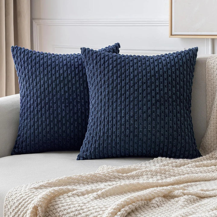 Bank Kissenhüllen | Quadratisch | Corduroy | Boho | Weich | Trendy-40x40CM-Blau-Luzern Mode