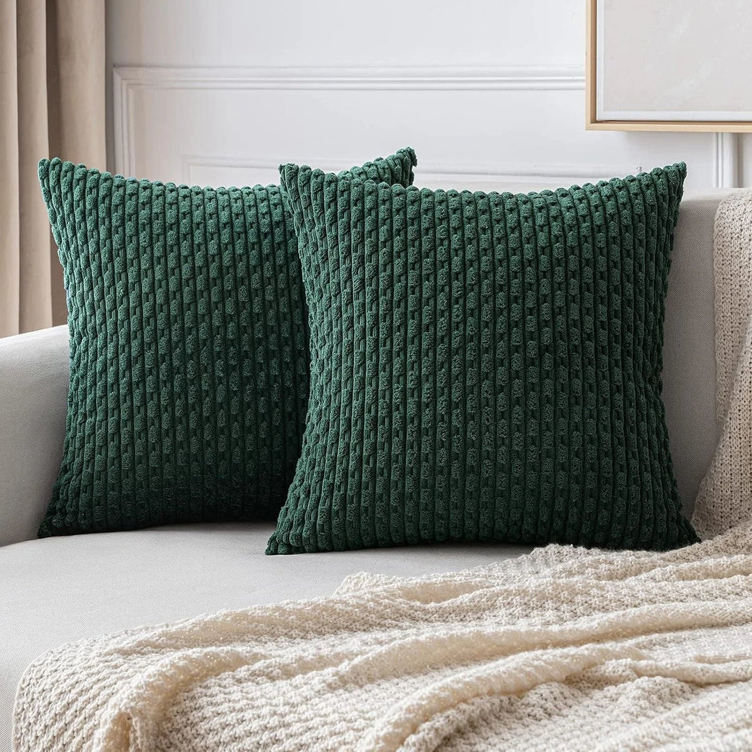 Bank Kissenhüllen | Quadratisch | Corduroy | Boho | Weich | Trendy-40x40CM-Dunkelgrün-Luzern Mode
