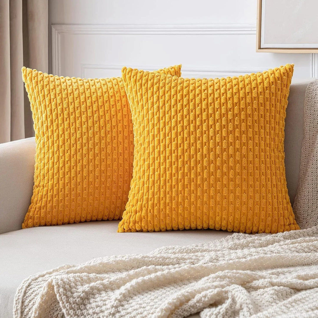 Bank Kissenhüllen | Quadratisch | Corduroy | Boho | Weich | Trendy-40x40CM-Gelb-Luzern Mode