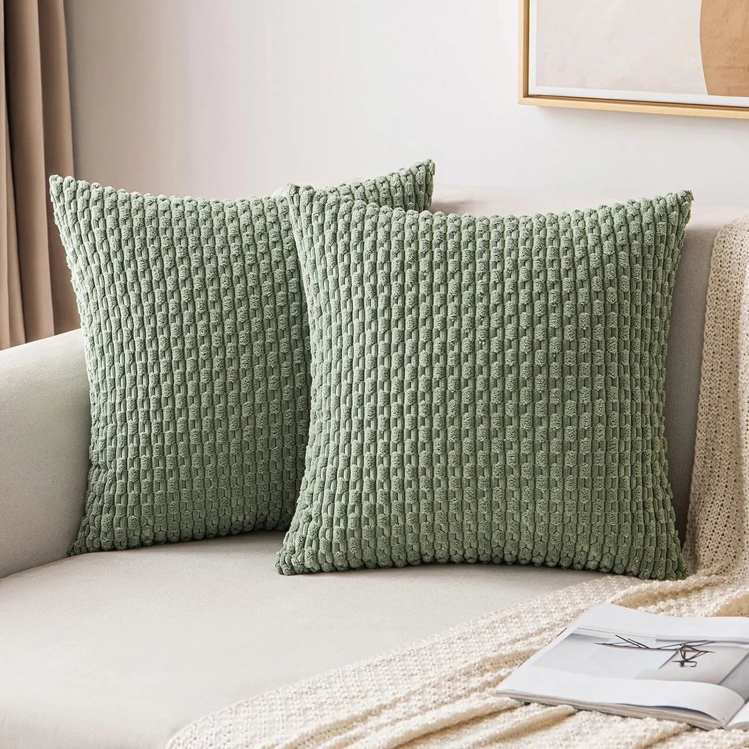 Bank Kissenhüllen | Quadratisch | Corduroy | Boho | Weich | Trendy-40x40CM-Grün-Luzern Mode