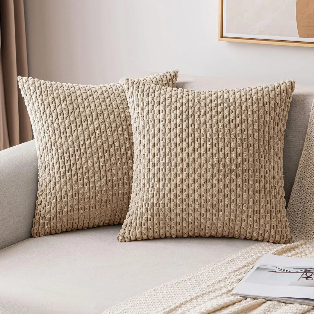 Bank Kissenhüllen | Quadratisch | Corduroy | Boho | Weich | Trendy-40x40CM-Khaki-Luzern Mode