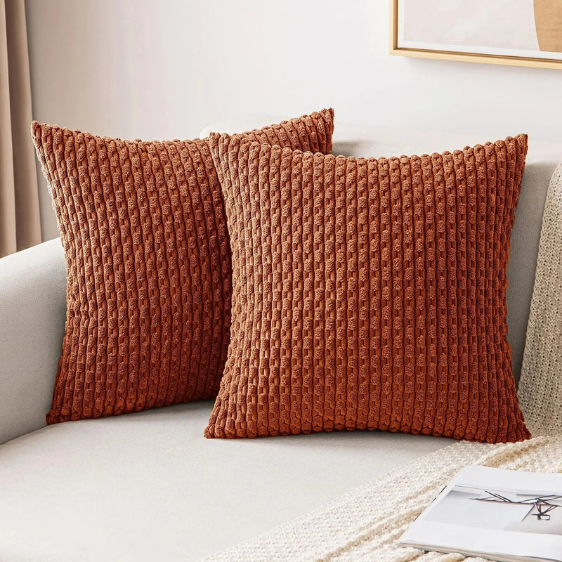 Bank Kissenhüllen | Quadratisch | Corduroy | Boho | Weich | Trendy-40x40CM-Orange-Luzern Mode