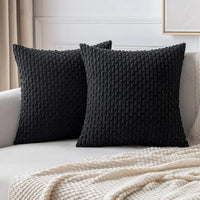 Bank Kissenhüllen | Quadratisch | Corduroy | Boho | Weich | Trendy-40x40CM-Schwarz-Luzern Mode