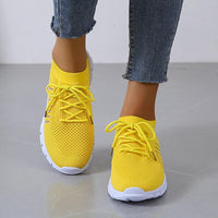 Damen Sneaker Atmungsaktiv Bequem Laufen Freizeit Schuhe-Gelb-35-Luzern Mode