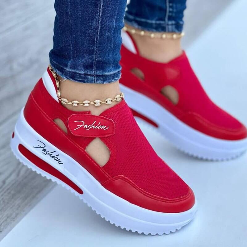 Damen Sneaker | Mesh | Hineinschlüpfen | EVA-Schaum | Luftig | Leicht-Luzern Mode