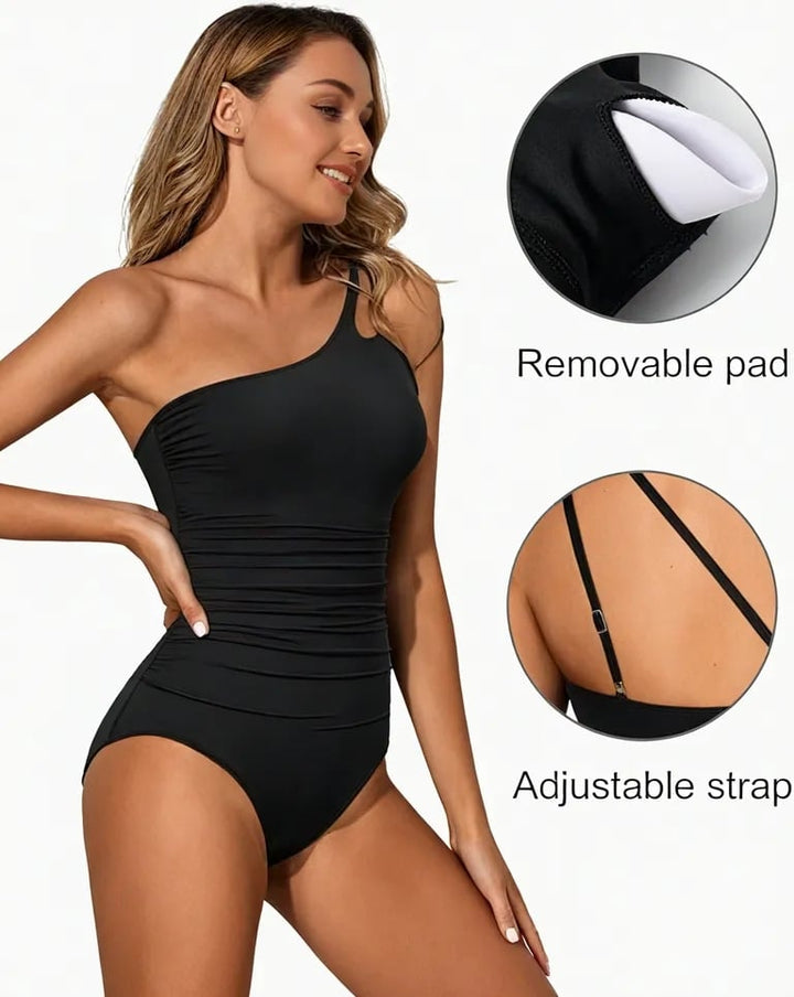 Damen Badeanzug | Ein-Schulter-Design | Bauchkontrolle | Eintelig -Luzern Mode