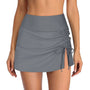 Damen Badeshorts | Seitenschlitz | Einfarbig | Elastischer Bund-Grau-XS-Luzern Mode