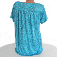 Damen Sommerbluse | Blumenprint | Boho | V-Ausschnitt | Kurzarm-Luzern Mode