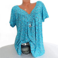 Damen Sommerbluse | Blumenprint | Boho | V-Ausschnitt | Kurzarm-Luzern Mode