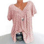 Damen Sommerbluse | Blumenprint | Boho | V-Ausschnitt | Kurzarm-Roze-S-Luzern Mode