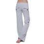 Damen Cargo Hose | Seitentaschen | Bootcut | Elastisch | Einfarbig -Grau-XS-Luzern Mode