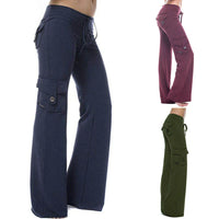 Damen Cargo Hose | Seitentaschen | Bootcut | Elastisch | Einfarbig -Luzern Mode