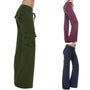 Damen Cargo Hose | Seitentaschen | Bootcut | Elastisch | Einfarbig -Grün-XS-Luzern Mode