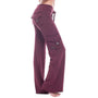 Damen Cargo Hose | Seitentaschen | Bootcut | Elastisch | Einfarbig -Weinrot-XS-Luzern Mode