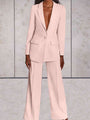 Damen Business Set | Zweitelig | Einfarbig | Hose | Blazer | Kragen-Rosa-S-Luzern Mode