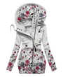 Damen Cardigan | Schmetterlingmotiv | Kaputze | Reißverschluss-Weiß-S-Luzern Mode